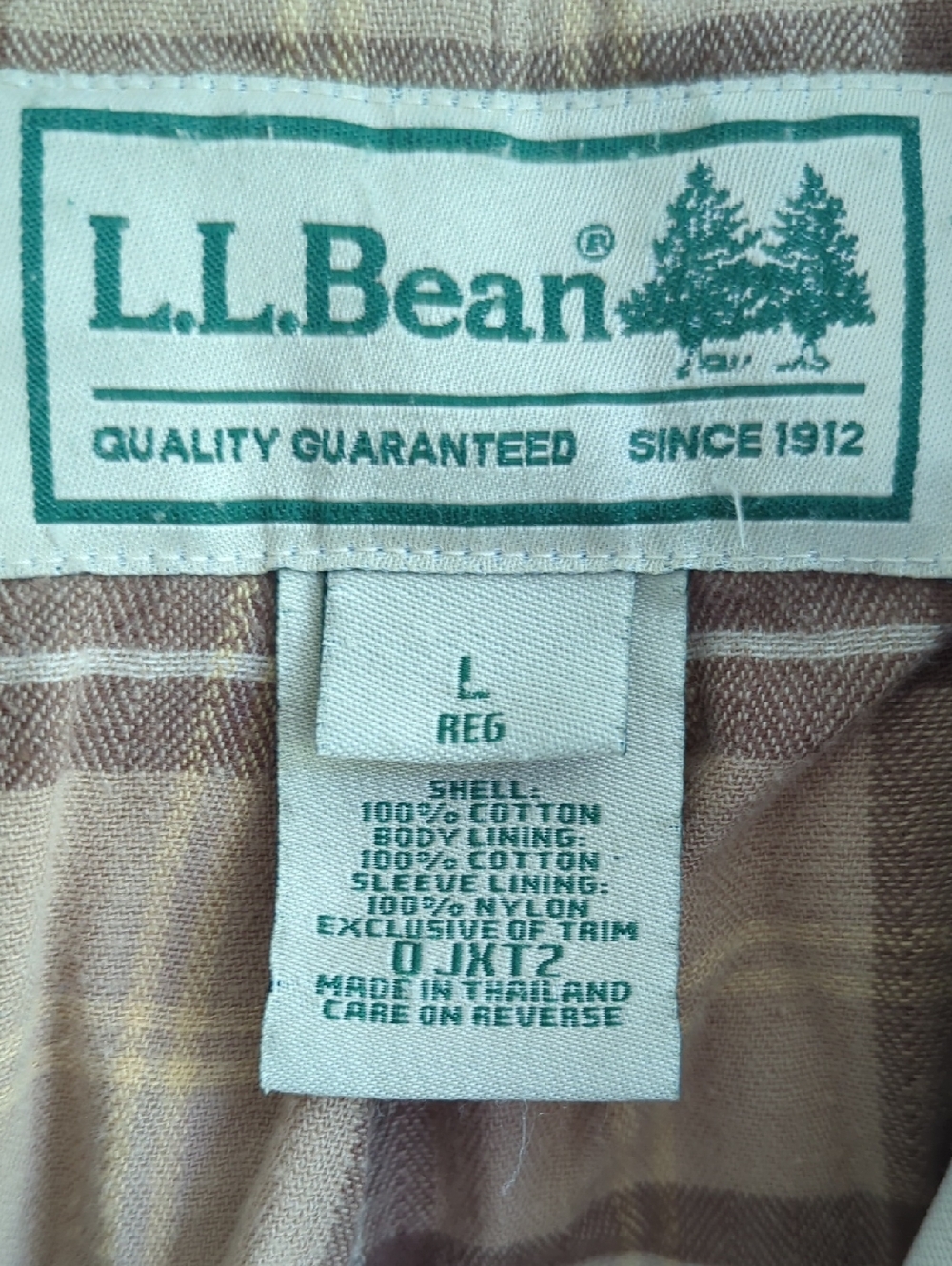 LL Bean Khaki Flannel Lined Chore Jacket - Picture 2 of 10